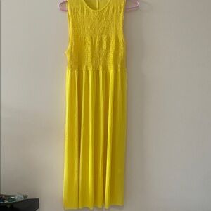 Zara Bright Yellow Sleeveless Midi Dress
